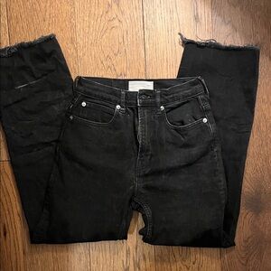 Everlane Black Jeans with Distressed Hem